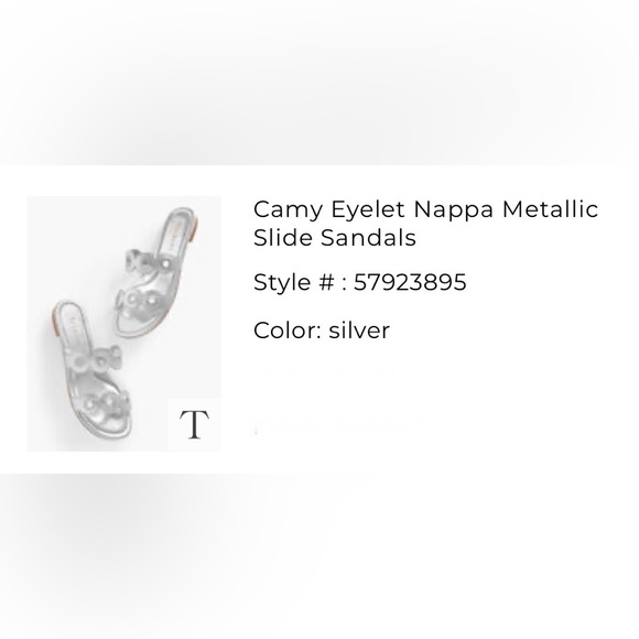 Talbots Camy Eyelet Metallic Silver leather slide Sandals size 7 - Picture 2 of 8